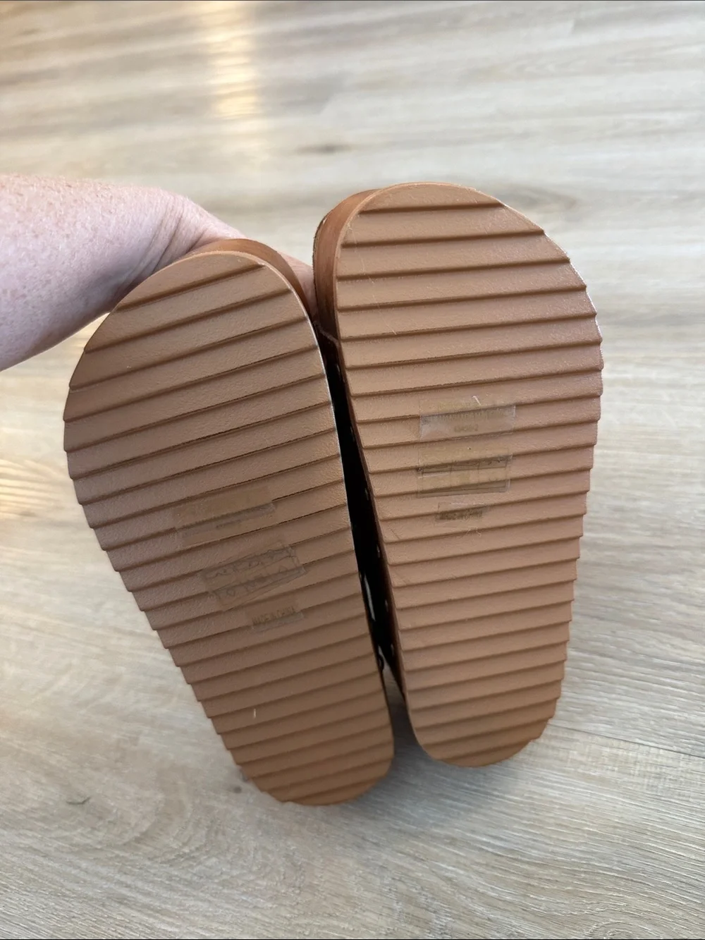 BAMBOO Cognac Double-Buckle Slide Sandals- never worn!